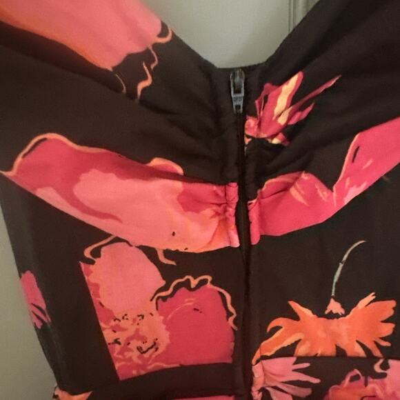 Vintage 1980s‎ Laura Ashley Great Britain Black Pink Floral Dress Full Skirt 8 - Picture 6 of 16